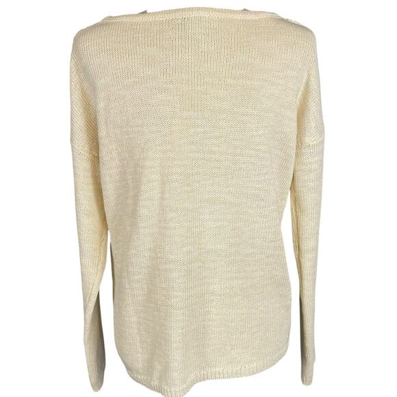 Sundance Crocheted Front Boatneck Sweater Cream Women's Medium - Picture 5 of 6